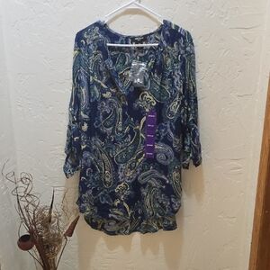 Nine West Paisley Women's Blouse in Blue and Green